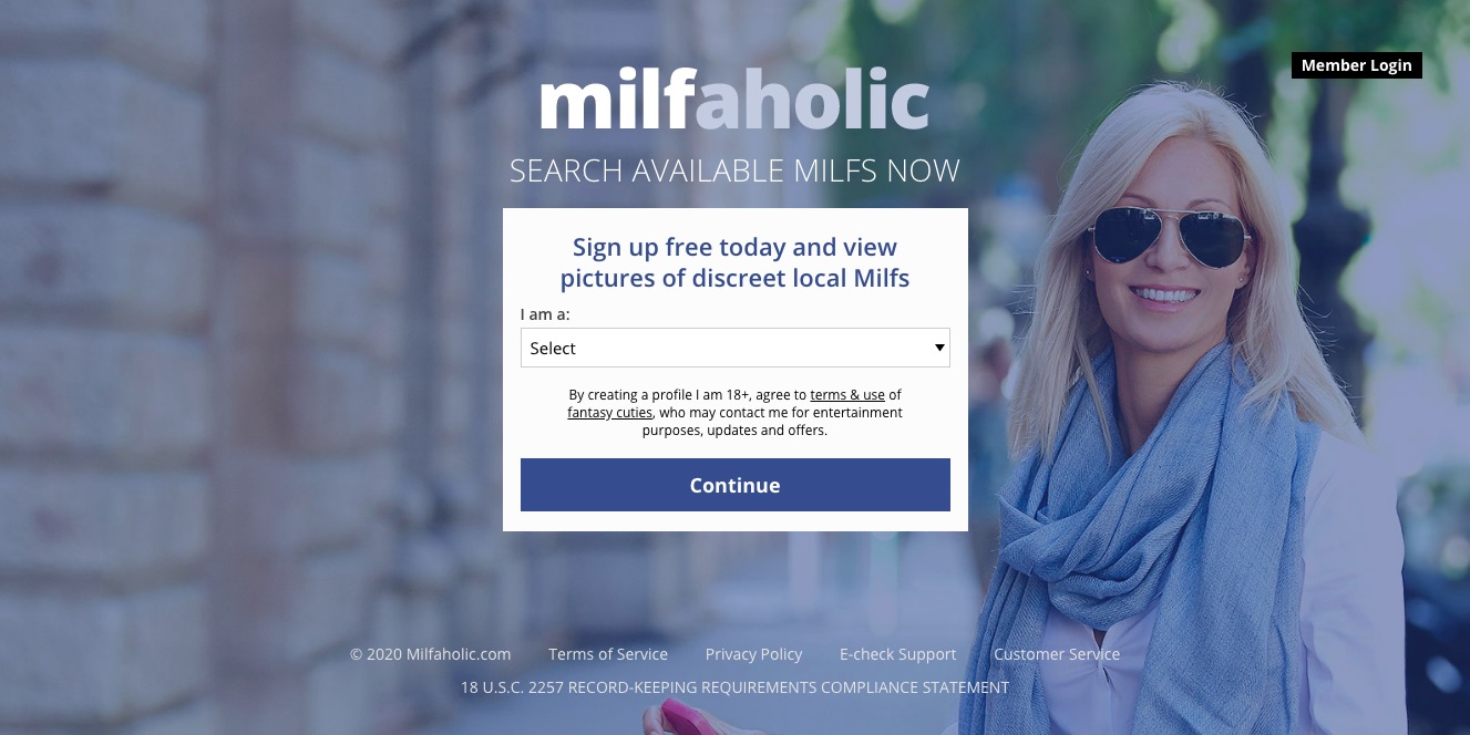 Milfaholic main page